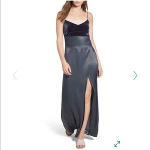 Leith Velvet & Satin Maxi Slip Dress